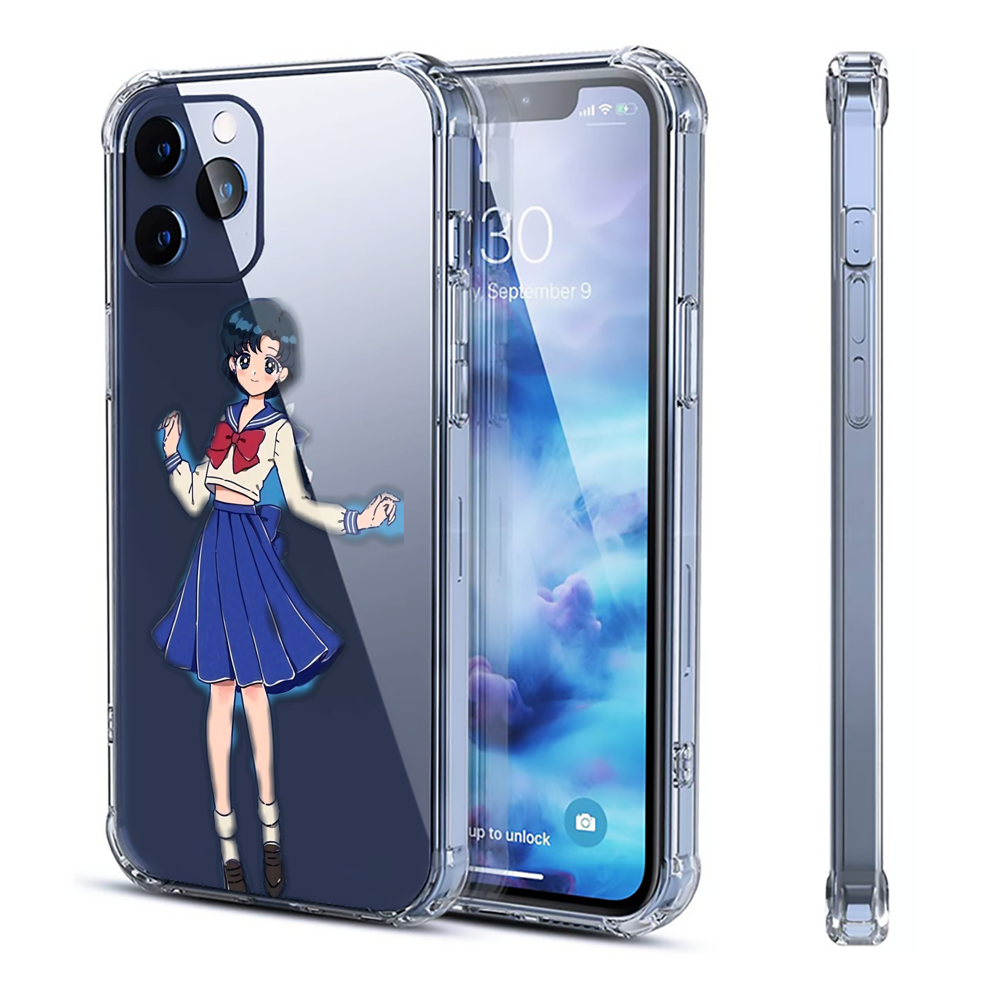 （画像用） 美少女戦士セーラームーン 水野 亜美 みずの あみ Sailor Moon Mizuno Ami 【iPhone 12シリーズ対応】透明スマホケース（クリアソフトケース）